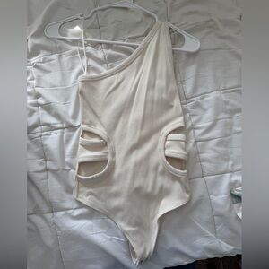 Abercrombie & Fitch Soft Ribbed Bodysuit in Cream